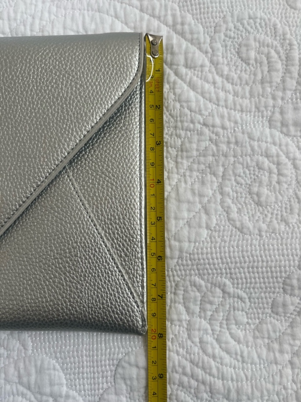 White House Black Market Metallic Silver Envelope Oversized Clutch NEW - Picture 6 of 7